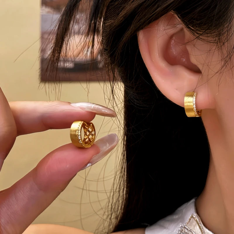 14K Gold-Pated Zircon Hollow Hoop Earrings - elegant gold hoop earrings