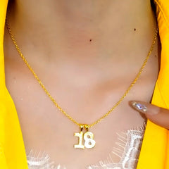 Close-up of the pendant and clasp on the gold pendant necklace