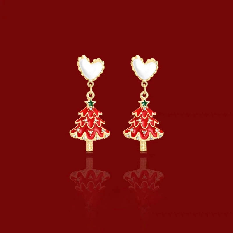 14K Gold-Plated 2025 Christmas Heart-Design Tree And Socks Earrings - elegant christmas earrings