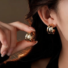 14K Gold-Plated 2025 Elegant Multi-Layer C-Shaped Earrings - elegant gold hoop earrings