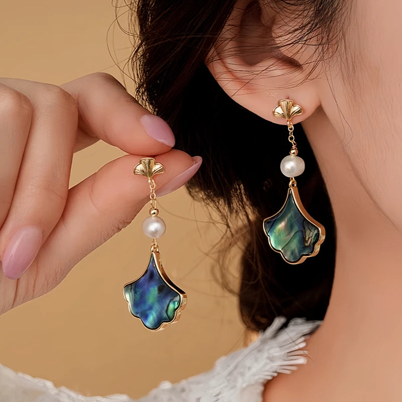 14K Gold-Plated 2025 Elegant Pearl Leaf Earrings - elegant gold leaf earrings