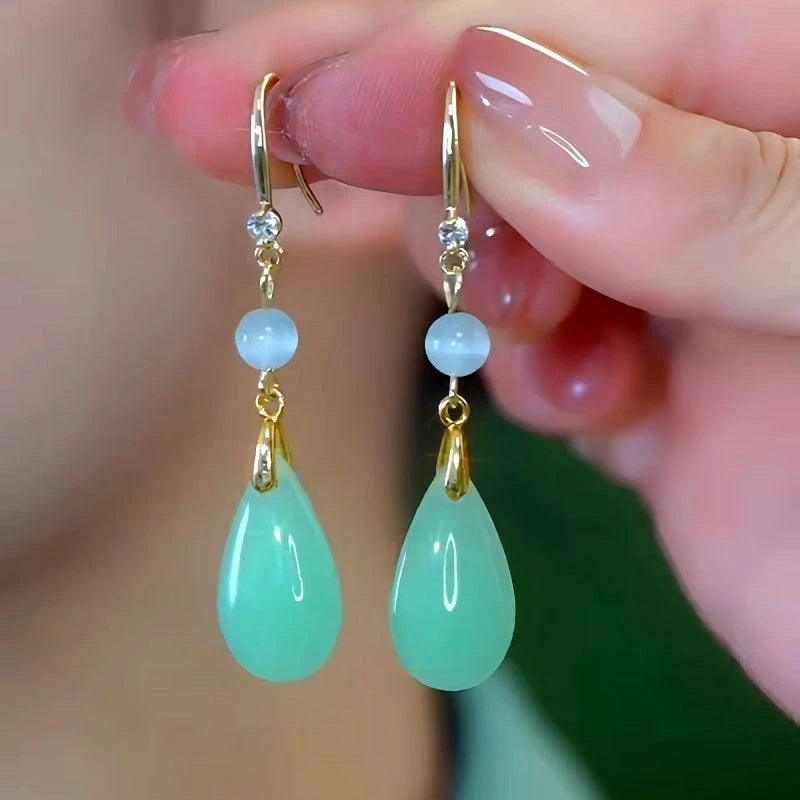 14K Gold-Plated 2025 Elegant Zircon Crystal Ear Hook Earrings - elegant gold threader earrings