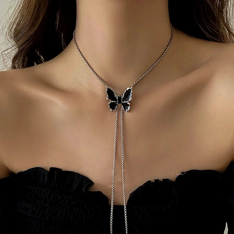 14K Gold-Plated Adjustable Butterfly Necklaces - beautiful silver butterfly necklace