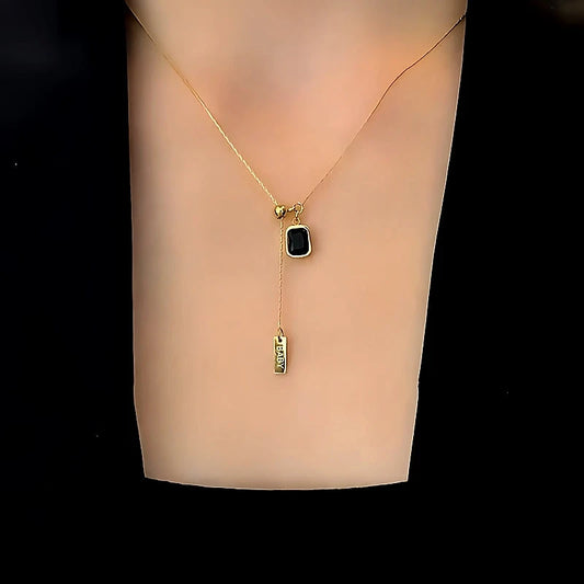14K Gold-Plated Adjustable Square Crystal Necklaces - beautiful crystal pendant necklace