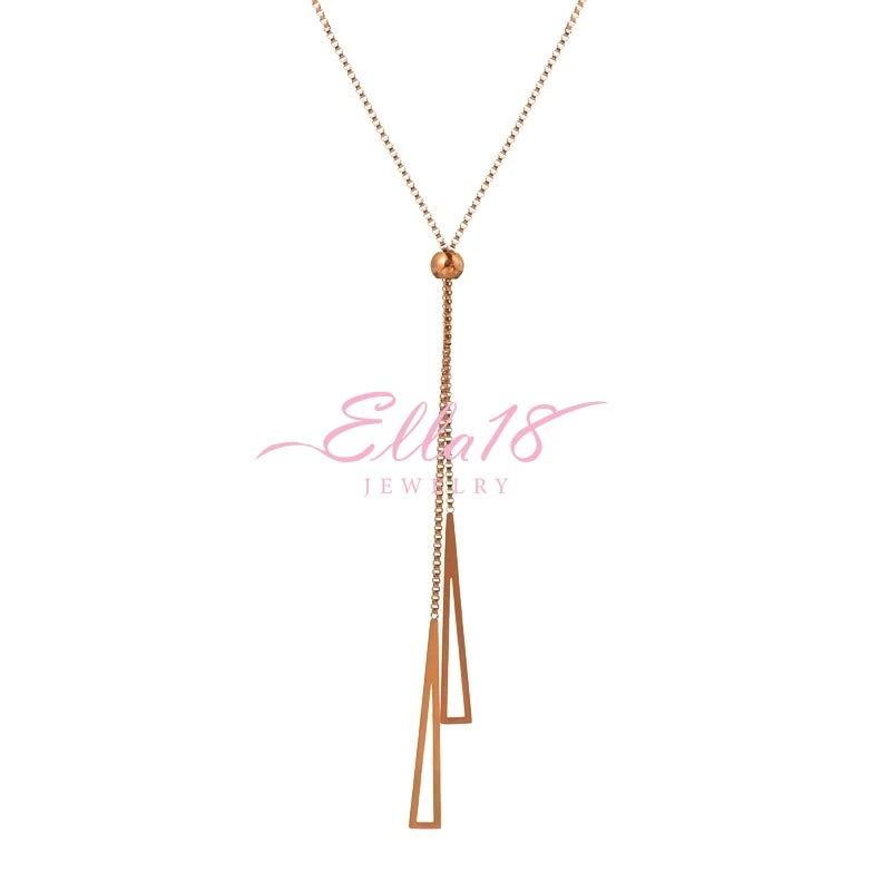 Detailed view of the 14K Gold-Plated Adjustable Triangle Necklace chain and pendant