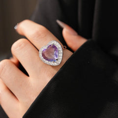 Top-down view of the sparkling 14K Gold-Plated Adjustable Zircon Diamond Heart Rings