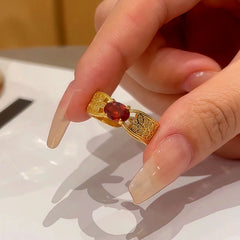 Top-down view of the sparkling 14K Gold-Plated Adjustable Zircon Diamond Rings