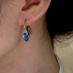 14K Gold-Plated And Sterling Silver Blue Heart Tassel Earrings - elegant silver tassel earrings