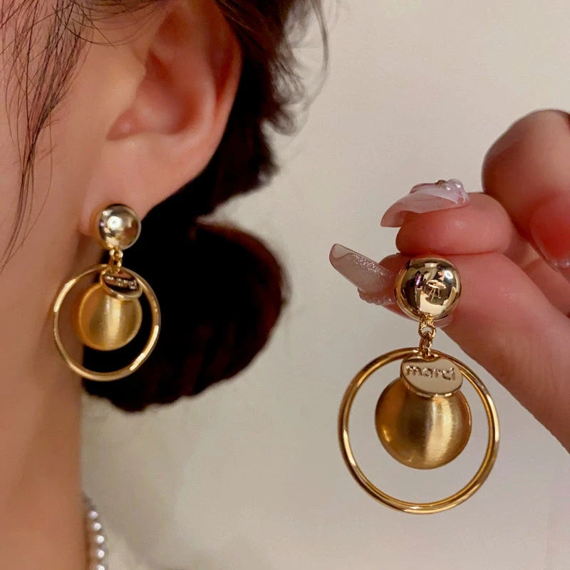 14K Gold-Plated Ball Hoop Earrings - elegant gold hoop earrings