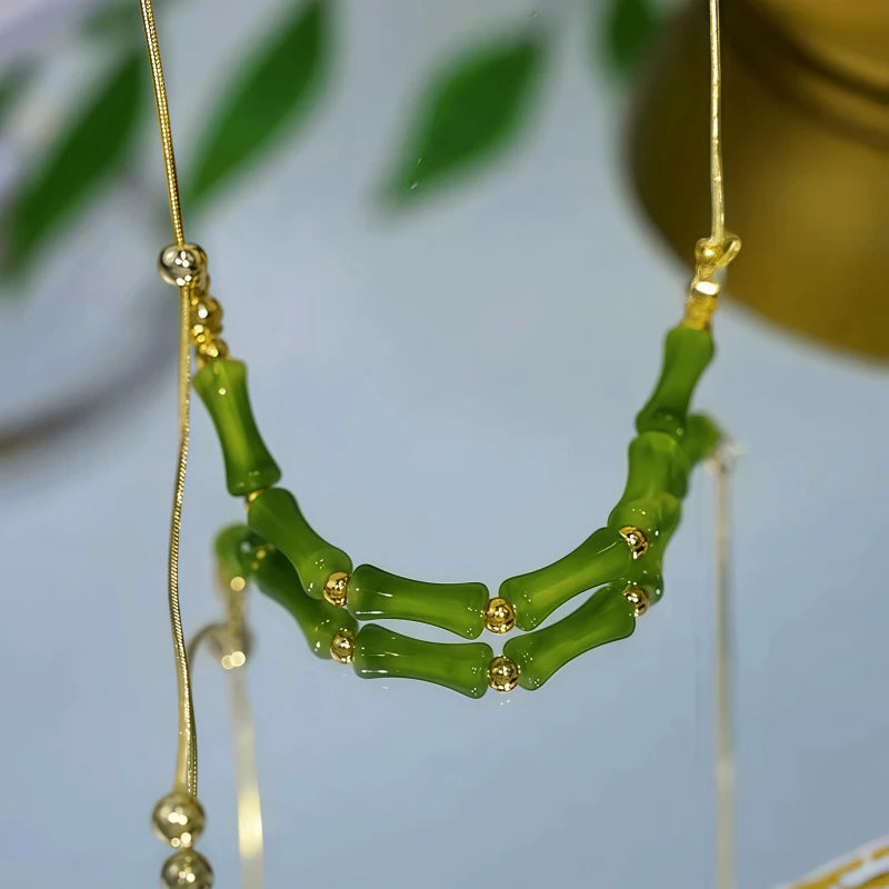 14K Gold-Plated Bamboo Necklace - beautiful gold bamboo necklace