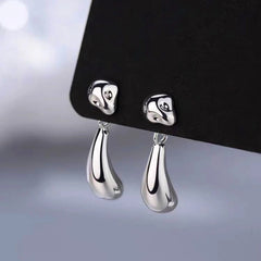 Angled view of the 14K Gold-Plated Bean Drop Earrings