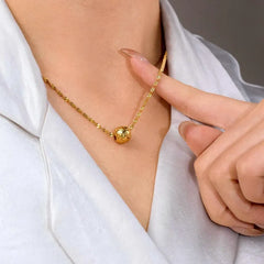 14K Gold-Plated Bean Pendant Necklace - beautiful gold pendant necklace