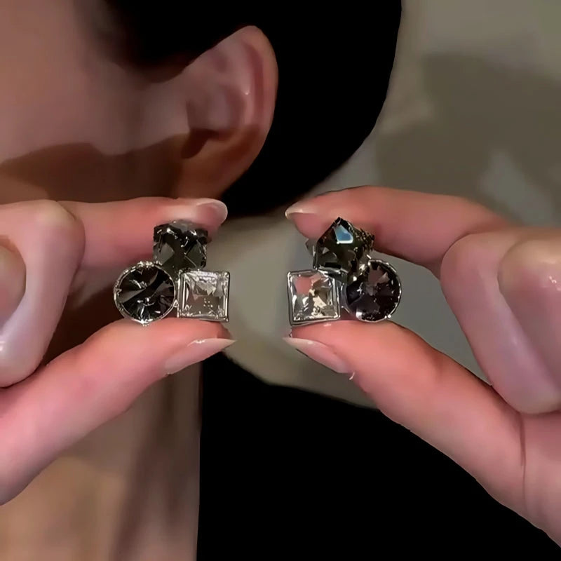 14K Gold-Plated Black Diamond Stud Earrings - elegant Black Diamond Studs