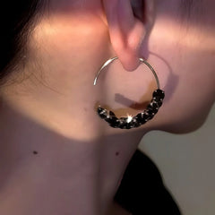 14K Gold-Plated Black Diamond Threader Earrings - elegant Black Threader Earrings