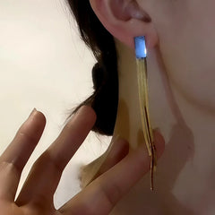 Close-up detail of the sparkling zircons and plating on the Black Jade Earrings