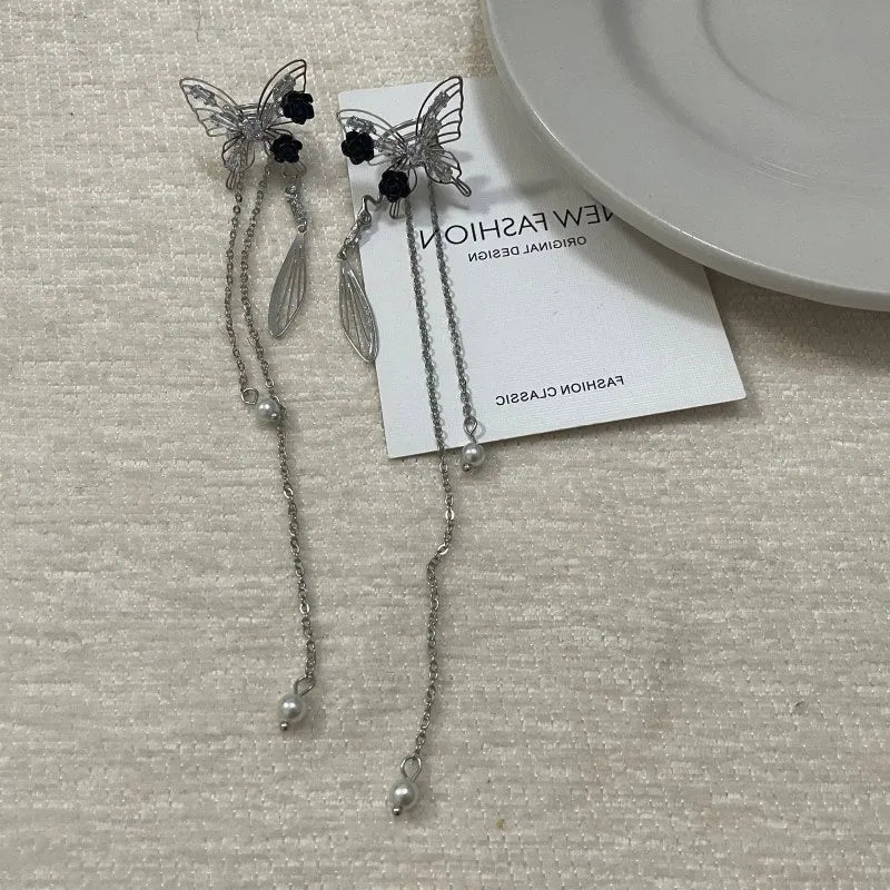 Close-up detail of the sparkling zircons and plating on the Tassel Ear Cuffs