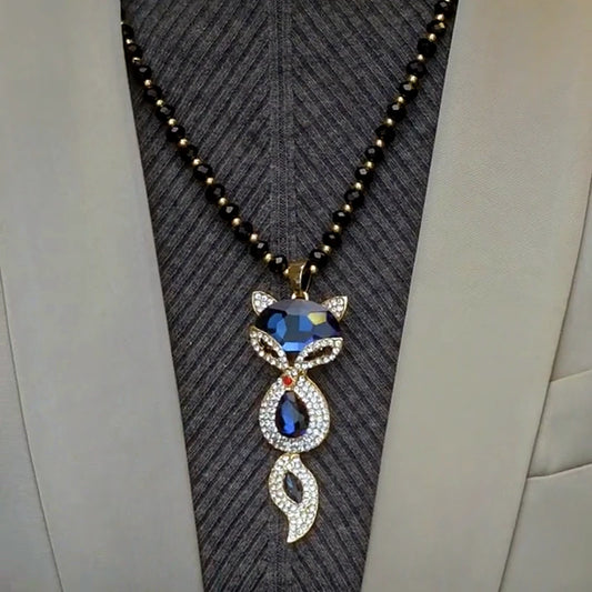 14K Gold-Plated Blue Fox Pendant Necklace - beautiful Fox Pendant Necklace