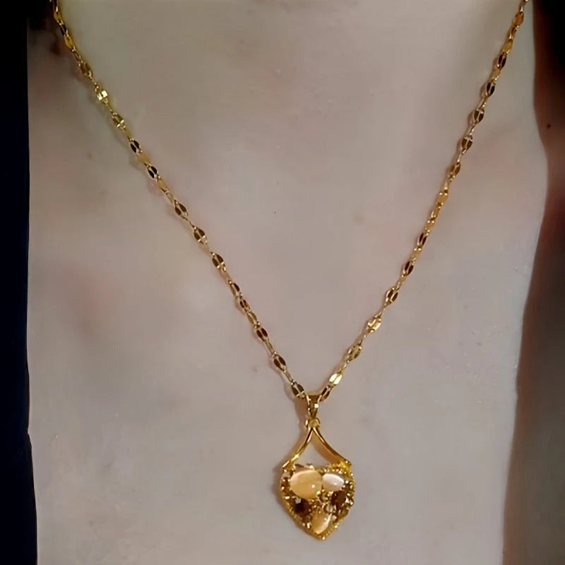 Close-up of the pendant and clasp on the Heart Pendant Necklace