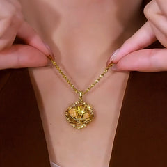 14K Gold-Plated Brown Diamond Cat's Eye Stone Pendant Necklace - beautiful Pendant Necklace