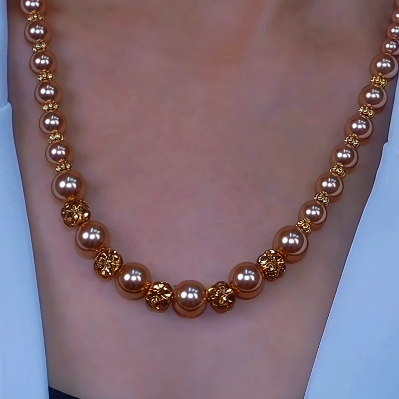 14K Gold-Plated Brown Diamond Pearl Necklaces - beautiful Pearl Necklace