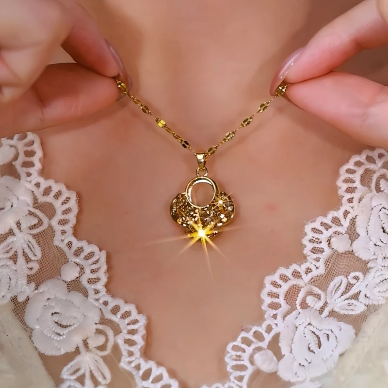 14K Gold-Plated Brown Diamond Pendant Necklace - beautiful Diamond Pendant Necklace