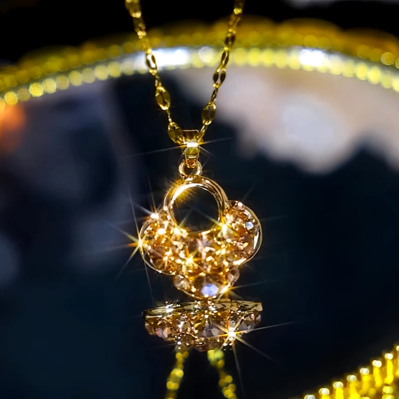 Detailed view of the 14K Gold-Plated Brown Diamond Pendant Necklace chain and pendant