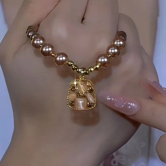 14K Gold-Plated Brown Zircon Bead Necklace - beautiful Zircon Bead Necklace