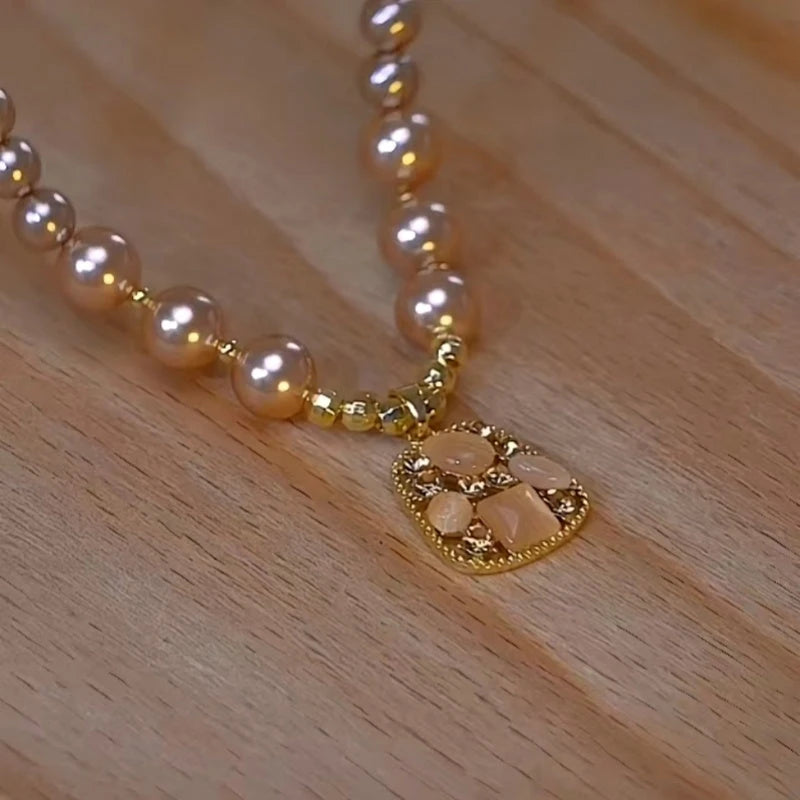 Close-up of the pendant and clasp on the Zircon Bead Necklace