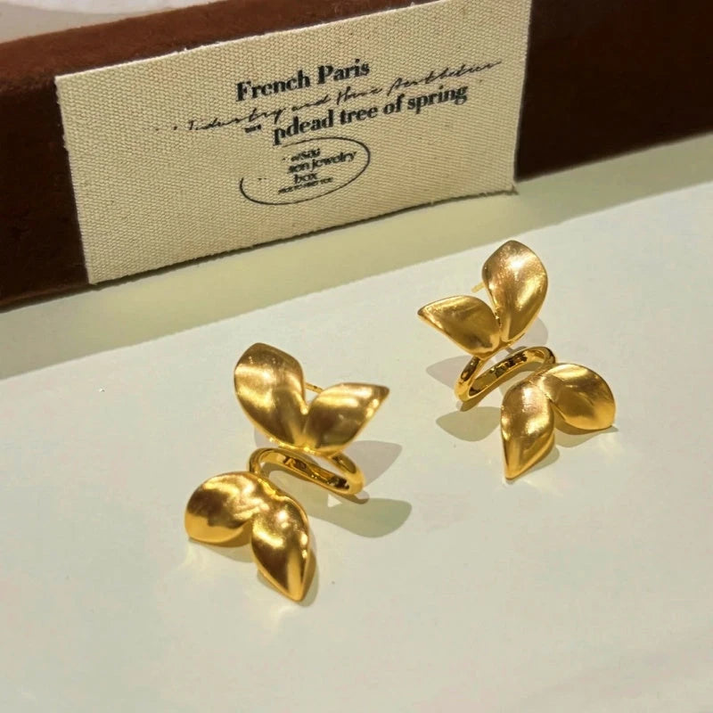 Angled view of the 14K Gold-Plated Butterfly Earrings