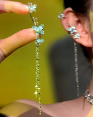 Close-up detail of the sparkling zircons and plating on the Tassel Ear Cuffs