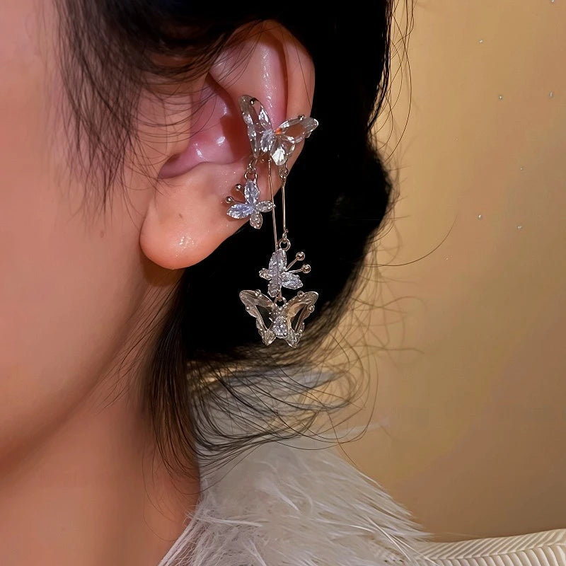 Close-up detail of the sparkling zircons and plating on the Tassel Ear Cuffs