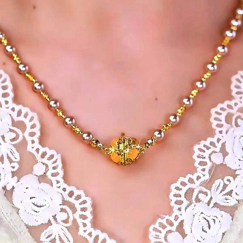 The perfect Magnetic Pearl Necklace for layering or wearing as a statement piece