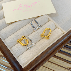 Angled view of the 14K Gold-Plated Chain Earrings