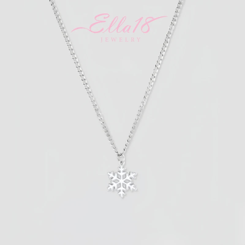 Close-up of the pendant and clasp on the Diamond Snowflake Necklace