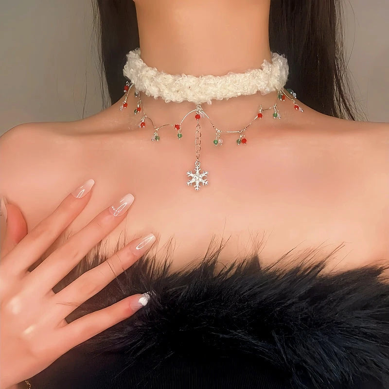 Close-up of the pendant and clasp on the Double Layer Crystal Necklace