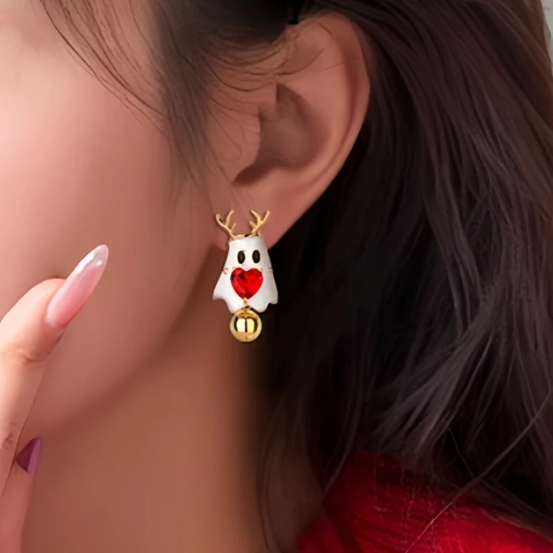 Close-up detail of the sparkling zircons and plating on the Zircon Heart Earrings