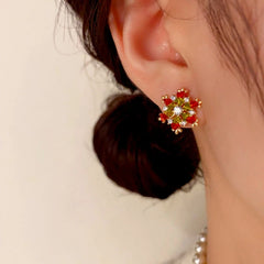 Close-up detail of the sparkling zircons and plating on the Diamond Snowflake Studs