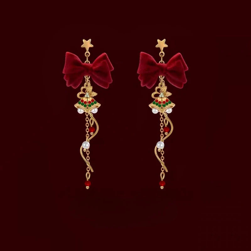 14K Gold-Plated Christmas Gift Bell Earrings - elegant Christmas Bell Earrings