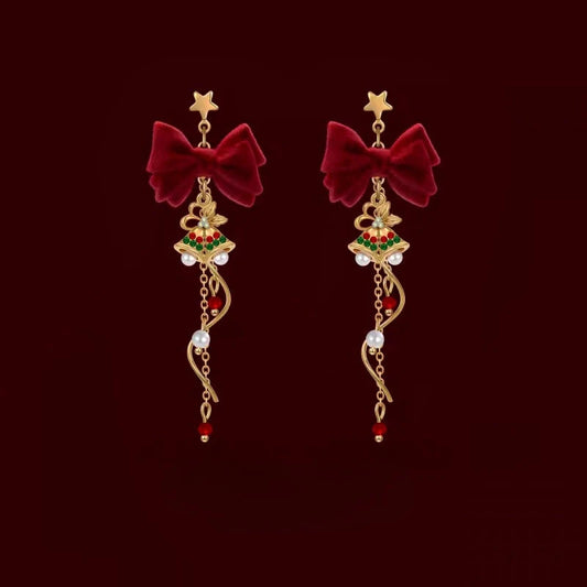 14K Gold-Plated Christmas Gift Bell Earrings - elegant Christmas Bell Earrings