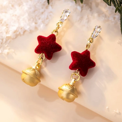 Close-up detail of the sparkling zircons and plating on the Red Star Earrings