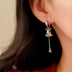 Close-up detail of the sparkling zircons and plating on the Christmas Bell Earrings