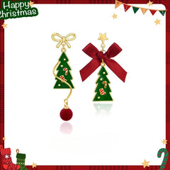 14K Gold-Plated Christmas Tree Bow Earrings - elegant Christmas Tree Bow Earrings