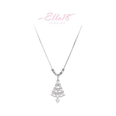 Detailed view of the 14K Gold-Plated Christmas Diamond Tree Necklaces chain and pendant