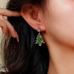 14K Gold-Plated Christmas Tree Zircon Star Earrings - elegant Zircon Star Earrings