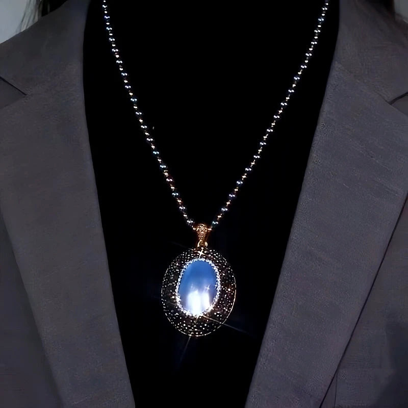 Close-up of the pendant and clasp on the Beaded Sweater Necklace