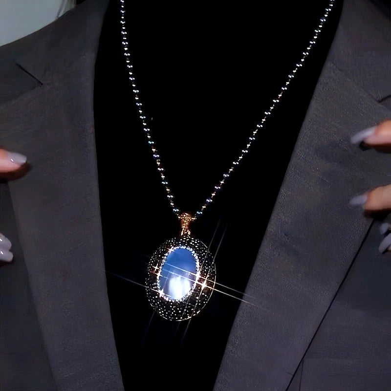 14K Gold-Plated Colorful Round Beads Sweater Necklace worn to showcase its length and pendant detail