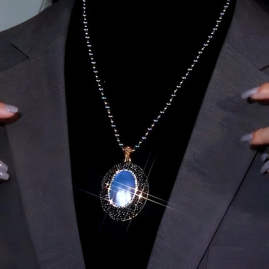 14K Gold-Plated Colorful Round Beads Sweater Necklace worn to showcase its length and pendant detail