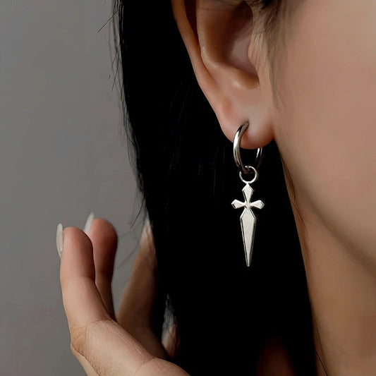 14K Gold-Plated Cross Personalized Earrings - elegant Silver Cross Earrings