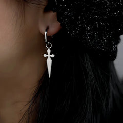 Angled view of the 14K Gold-Plated Cross Personalized Earrings