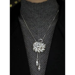 Close-up of the pendant and clasp on the Crystal Swan Necklace